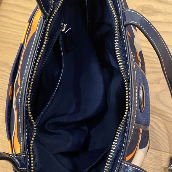 COACH Navy and Orange Patterned Signature Tote - Picture 8 of 16